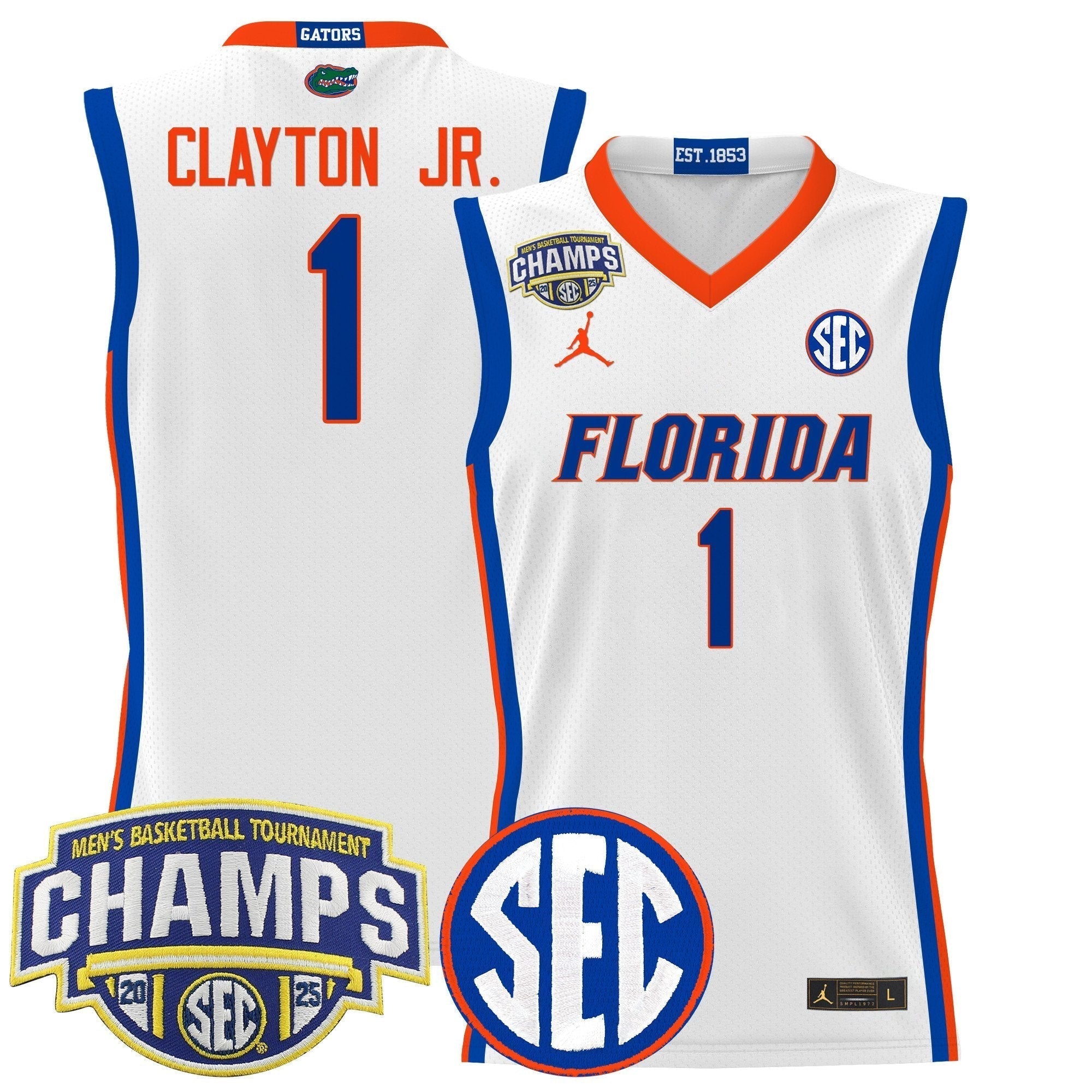 UF 2025 SEC Conference Tournament Champions Basketball Jersey - Stitched