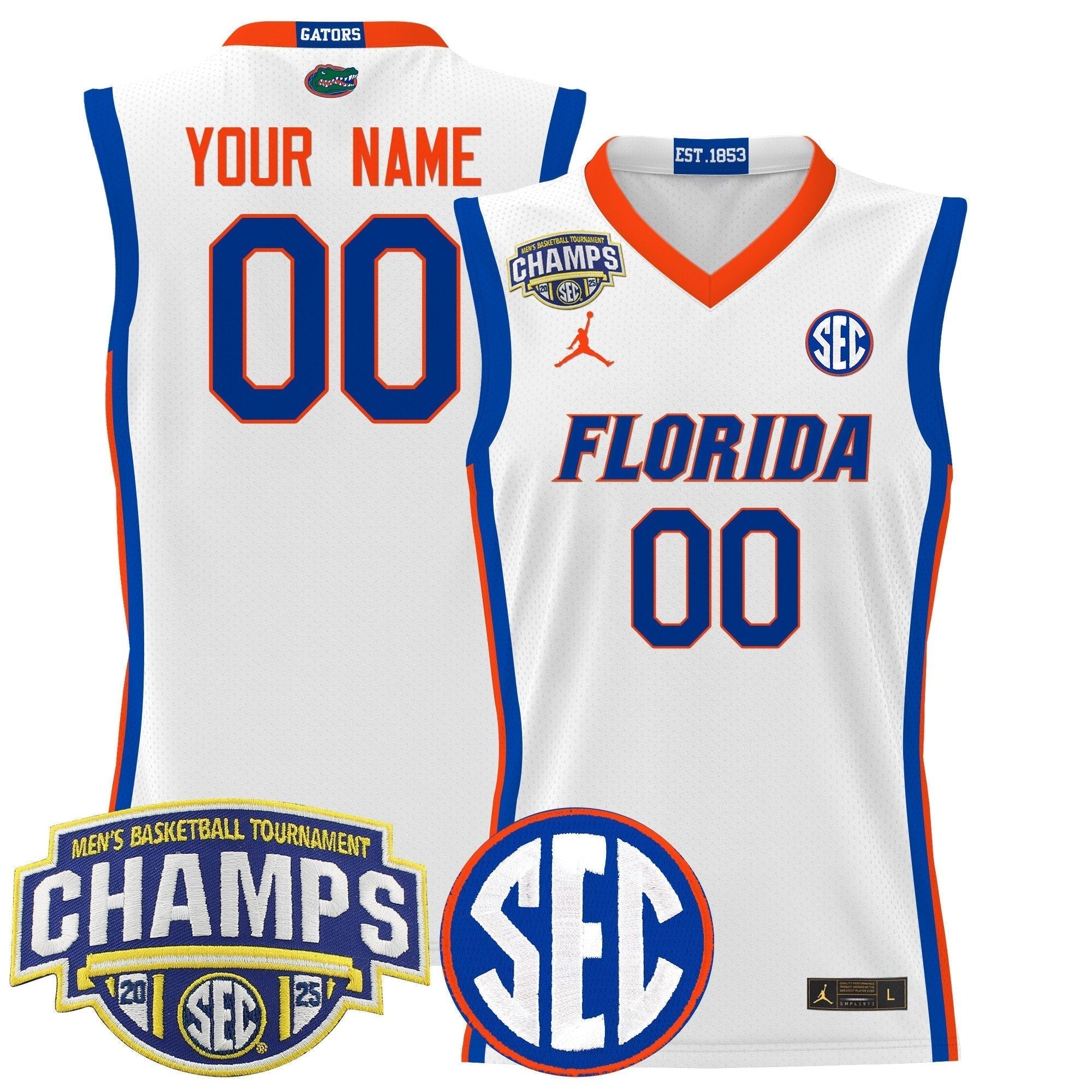 UF 2025 SEC Conference Tournament Champions Basketball Custom Jersey - Stitched