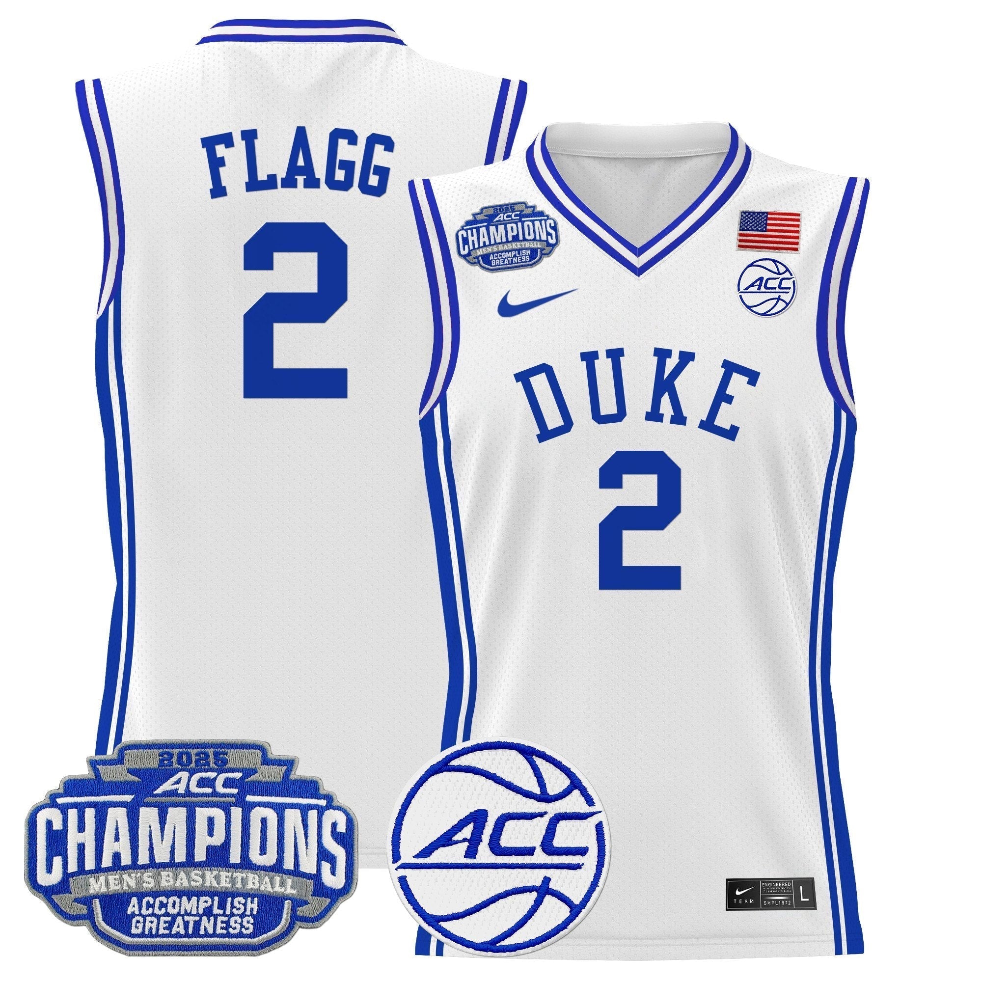 DUKE 2025 ACC Conference Tournament Champions Basketball Jersey - Stitched