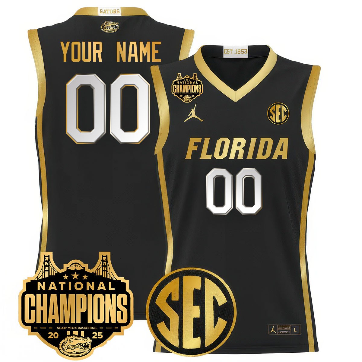 Custom Name/Gender UF 2025 National Champions Basketball Jersey - Stitched