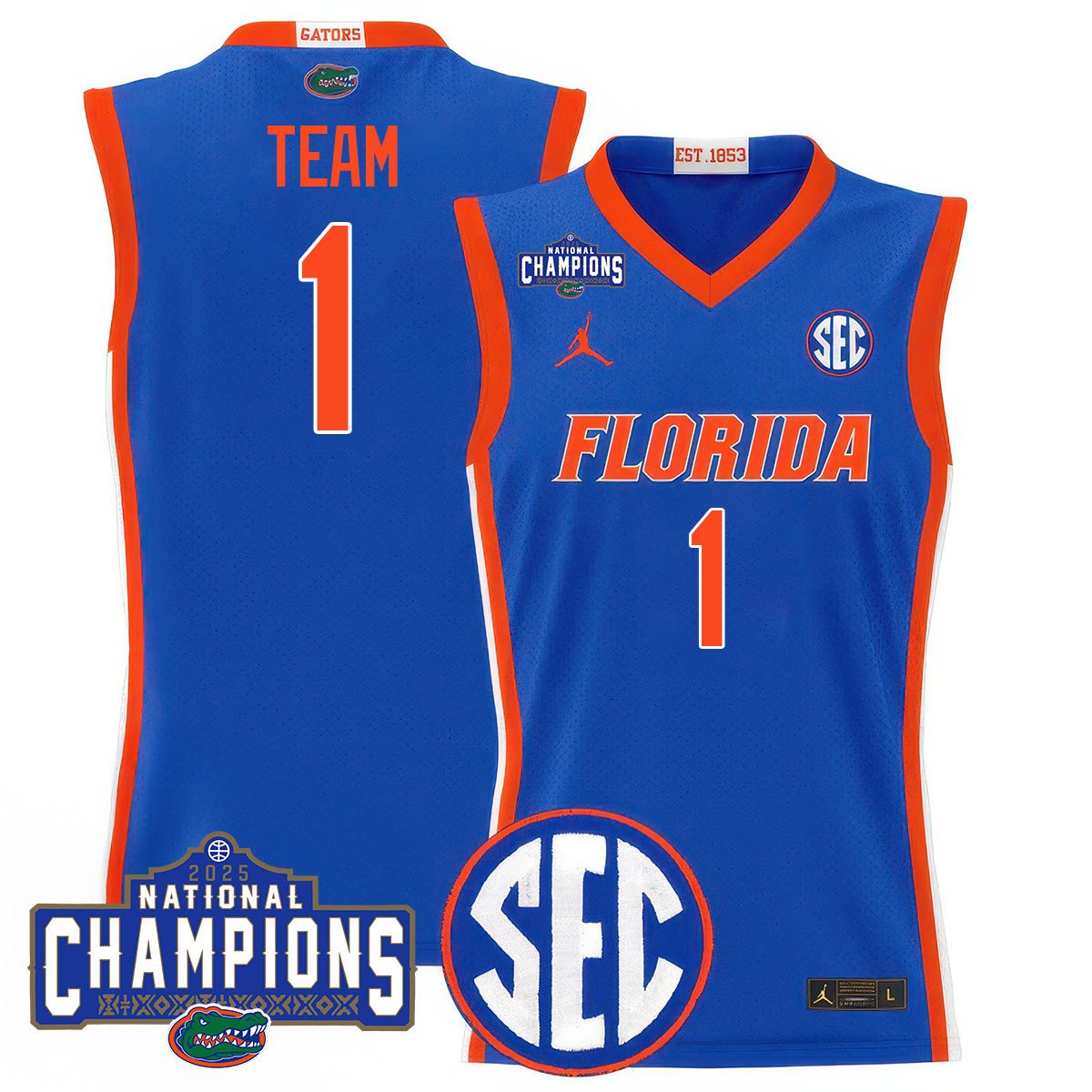 UF 2025 National Champions Basketball Jersey N1 - Stitched