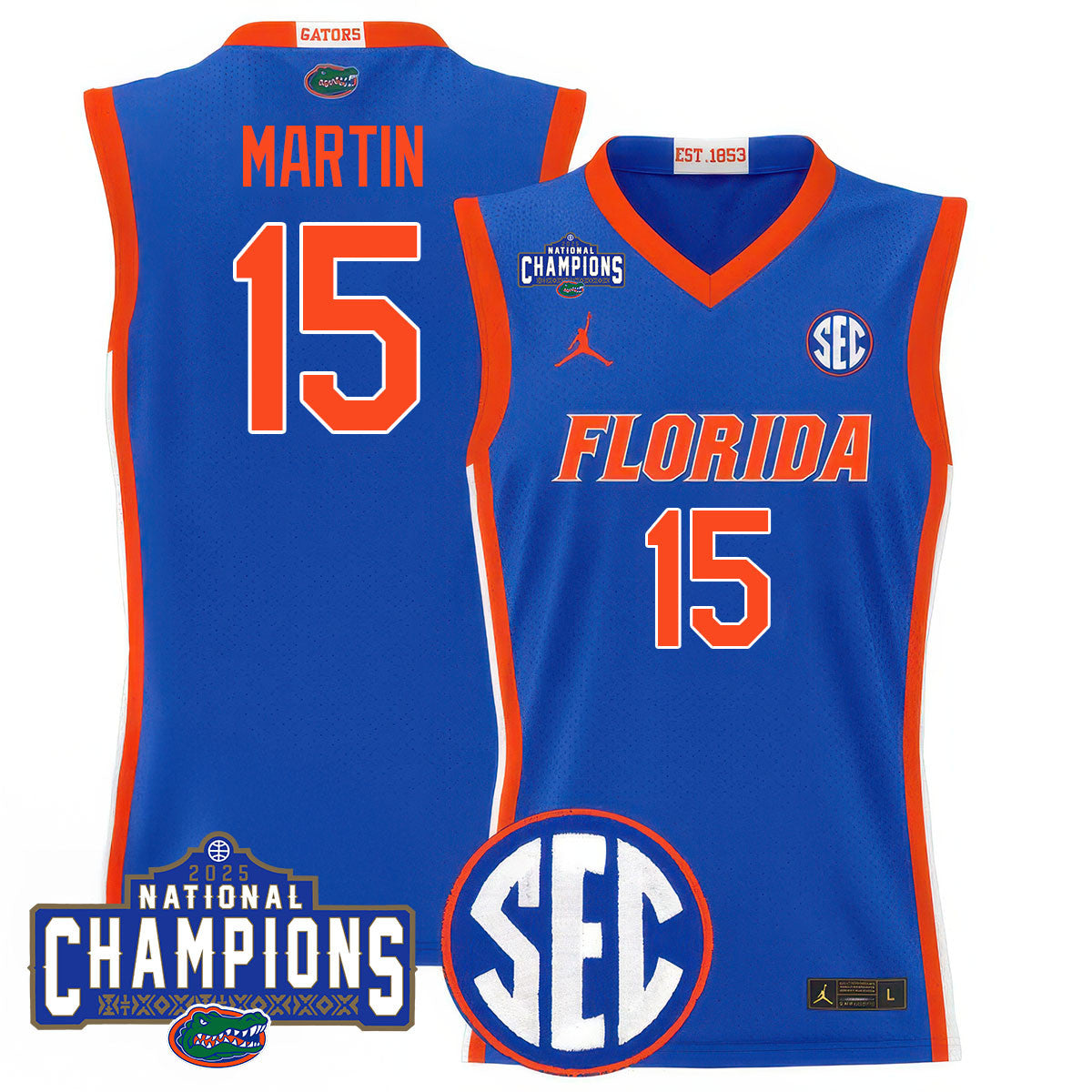 UF 2025 National Champions Basketball Jersey N1 - Stitched