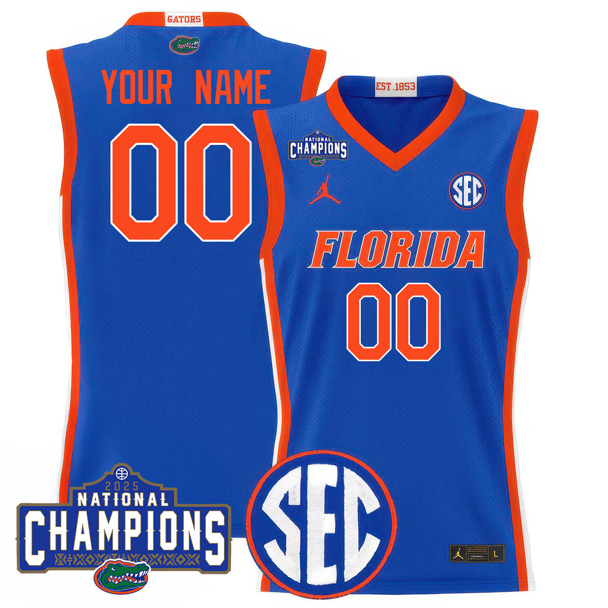 Custom Name/Gender UF 2025 National Champions Basketball Jersey N1 - Stitched