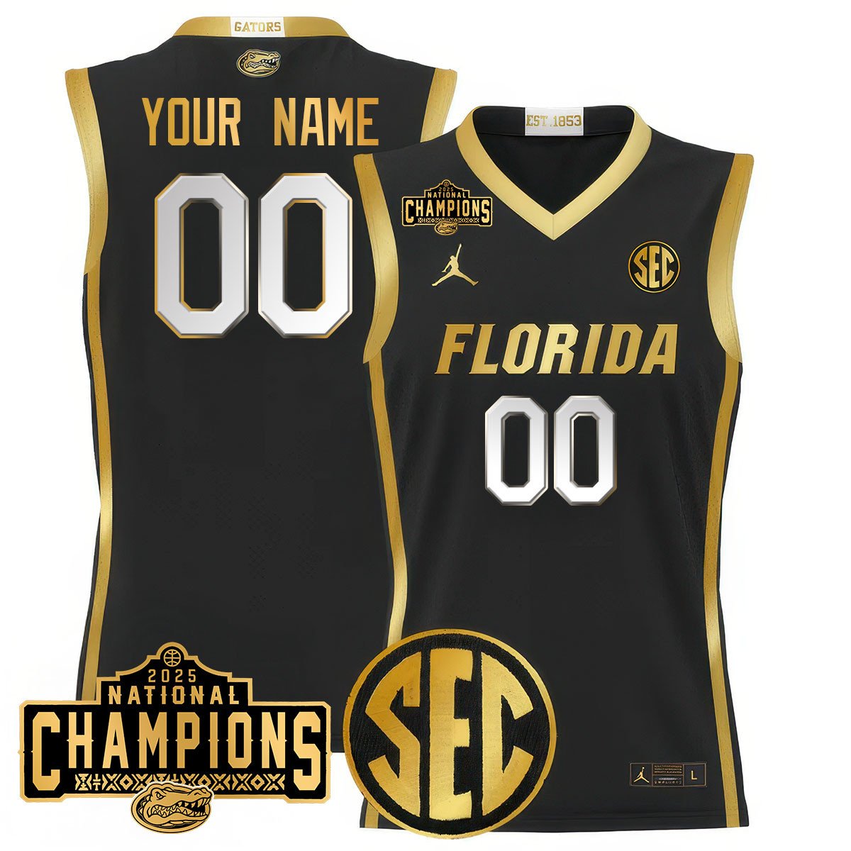 Custom Name/Gender UF 2025 National Champions Basketball Jersey N1 - Stitched