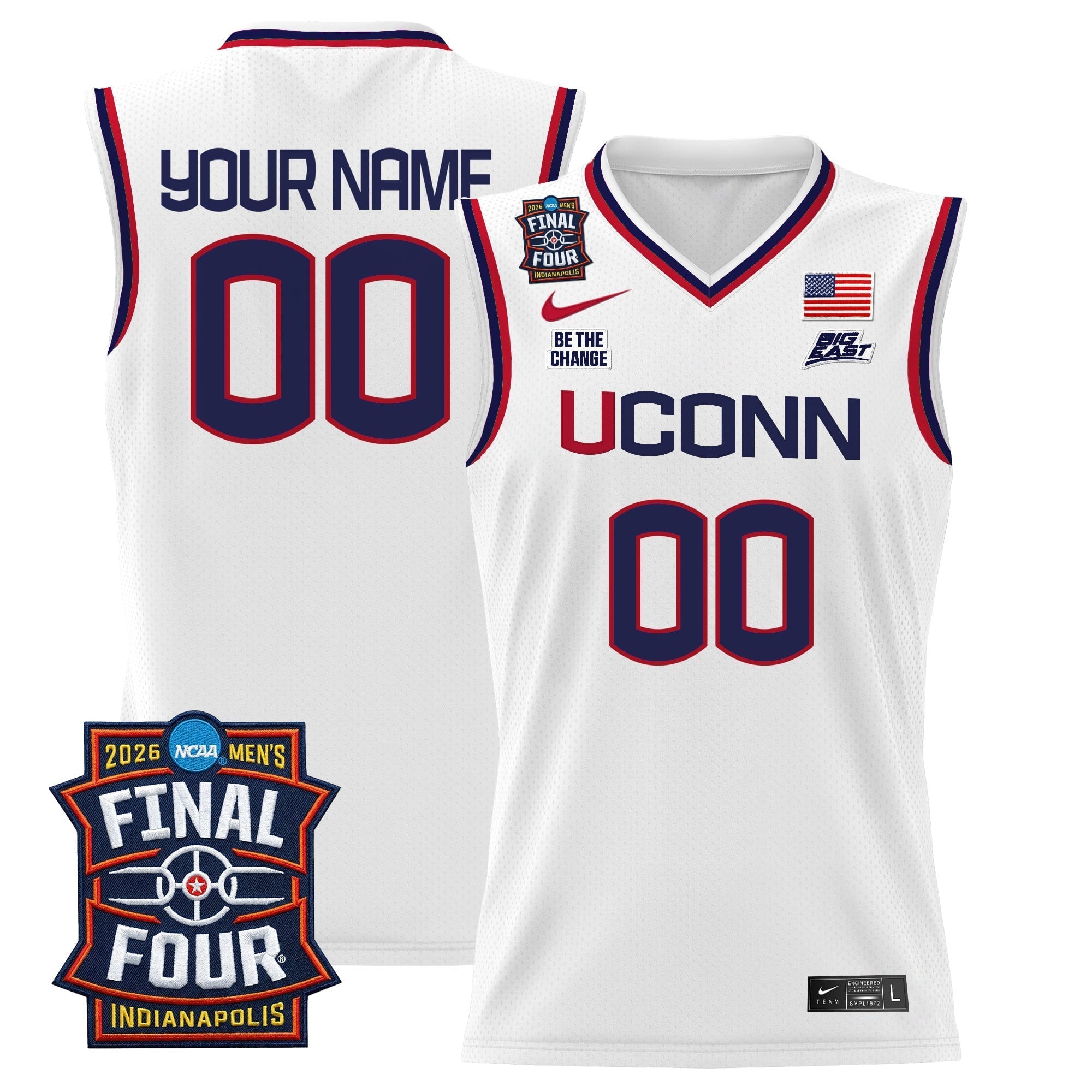 UCONN 2026 Final Four Patch Custom Basketball Jersey - Stitched