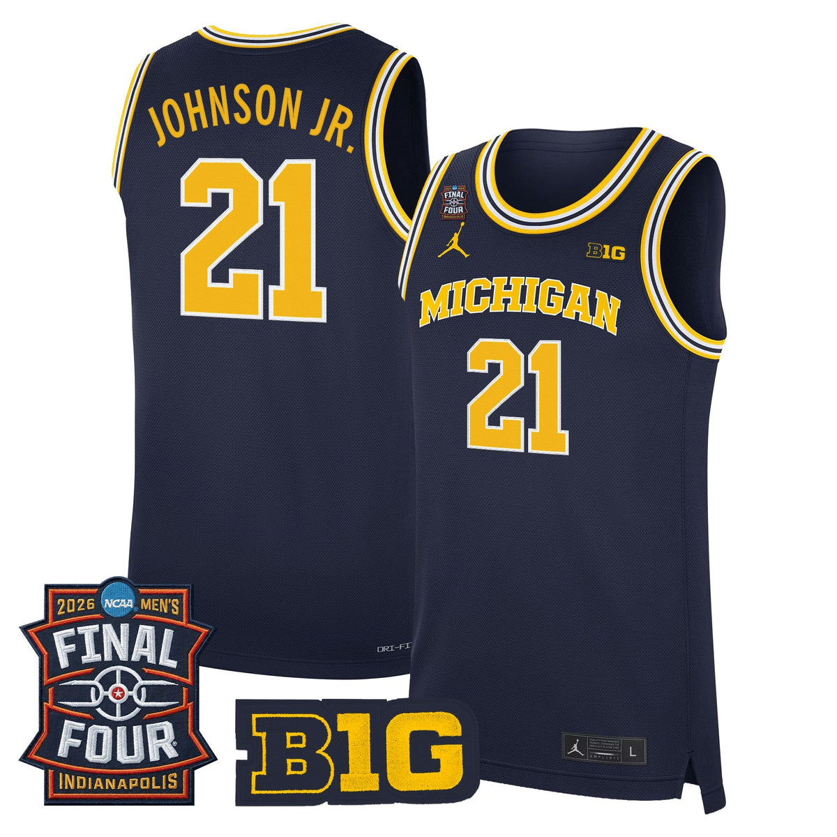 Men's Michigan Wolverines 2026 Final Four Patch Basketball Jersey - All Stitched