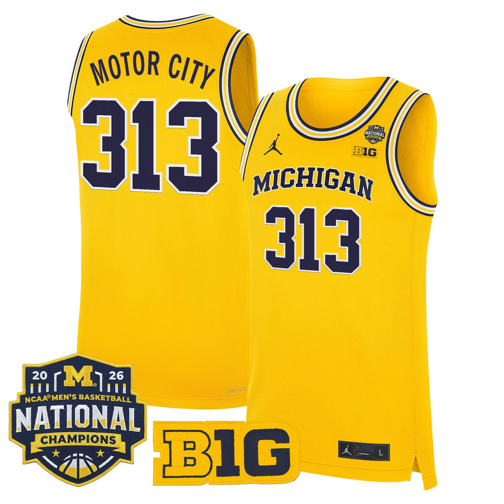 Men's Michigan Wolverines 2026 National Champions Patch Basketball Jersey - All Stitched