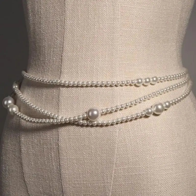 Chic Faux Pearl Waist Chain for Women, Stylish Multi-layer Design for Dresses & Sweaters