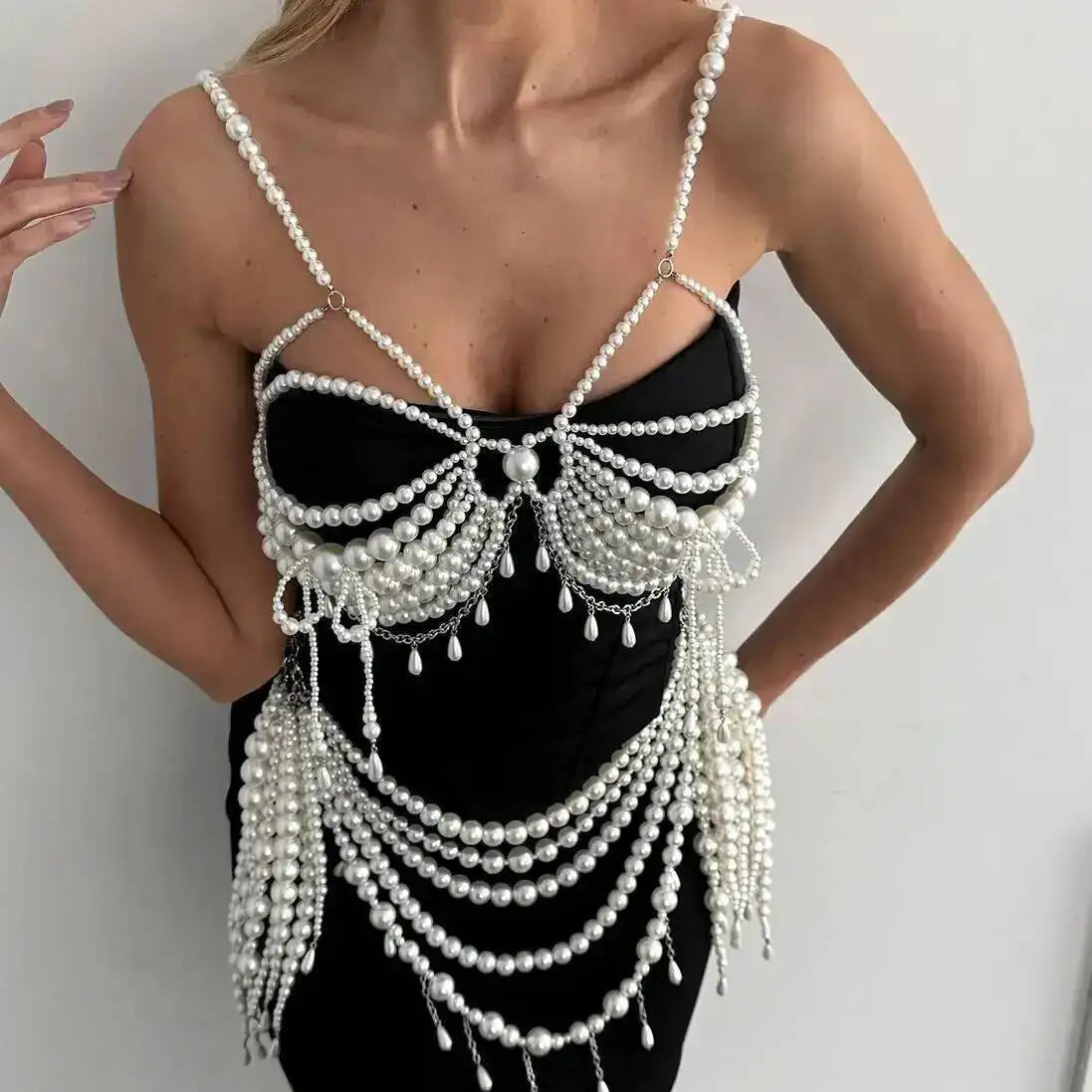 PuRui Sexy Multilayer Imitation Pearl Bralette Body Chain Women 2026 New Fashion Dress Bikini Accessory Waist Chain Body Jewelry
