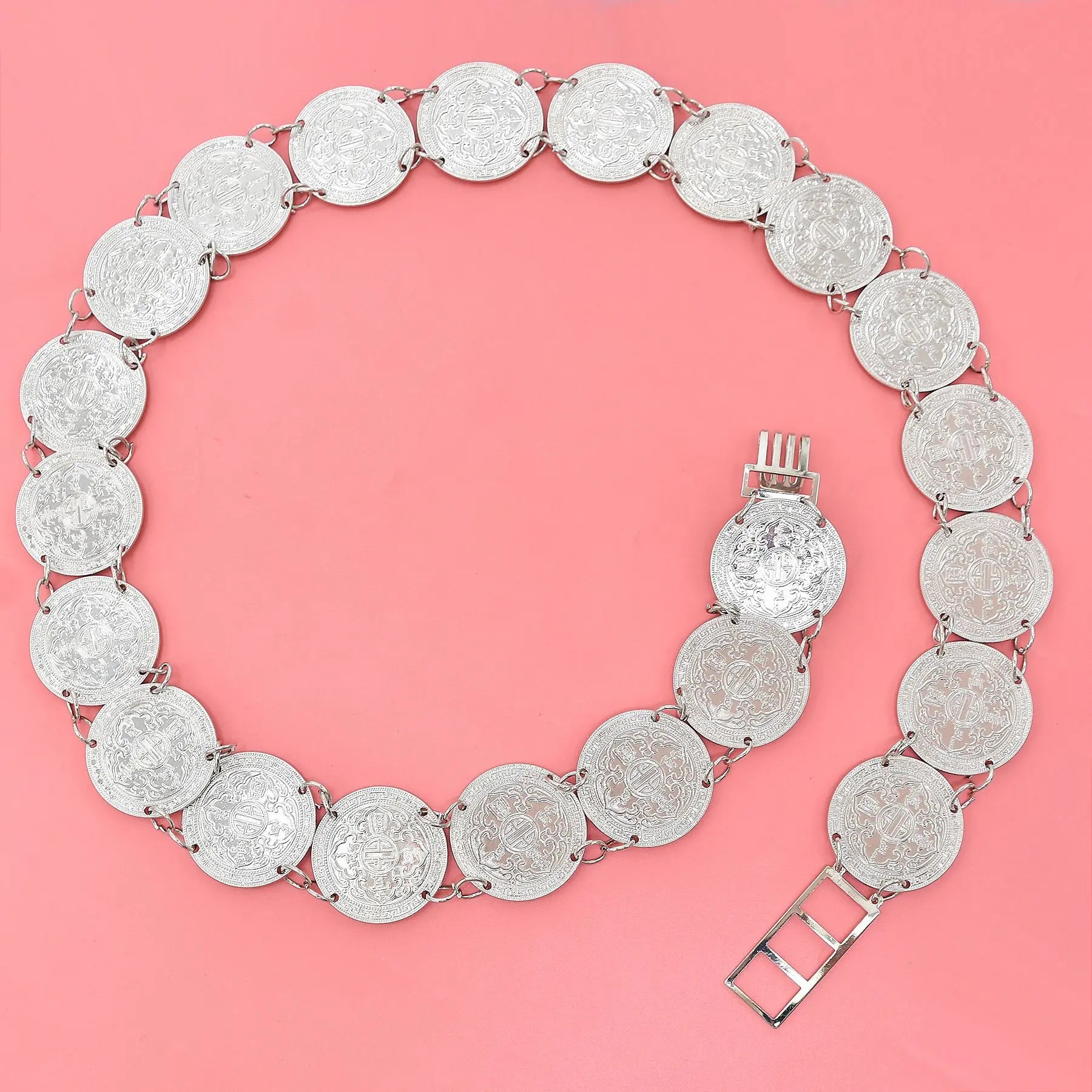 Vintage High-quality Coin Metal Alloy Silver Waist Chains for Women Minimalist Style Chatelaine Waistband Belt Gift Accessories