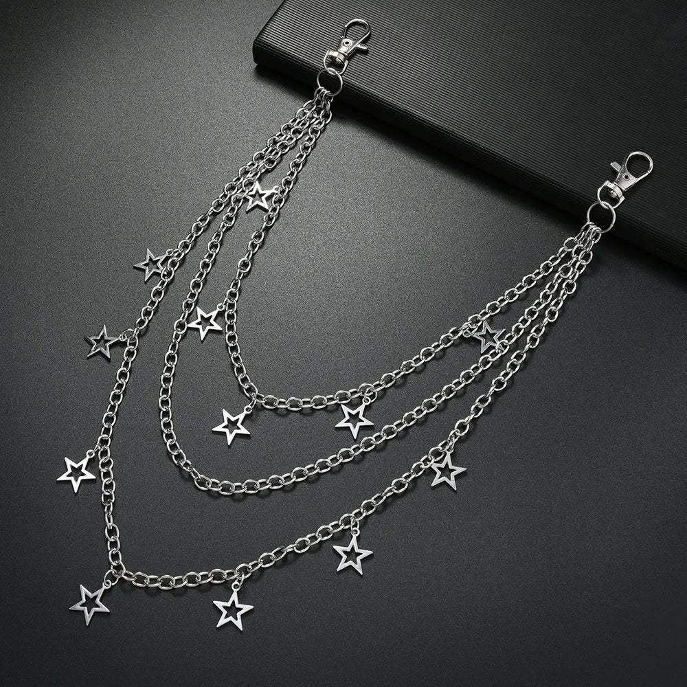 Minimalist Trendy, Fashionable Men And Women's Hip-hop Rock Star Pants Chain, Multi-layer Chain, Casual Punk Jeans Waist Chain