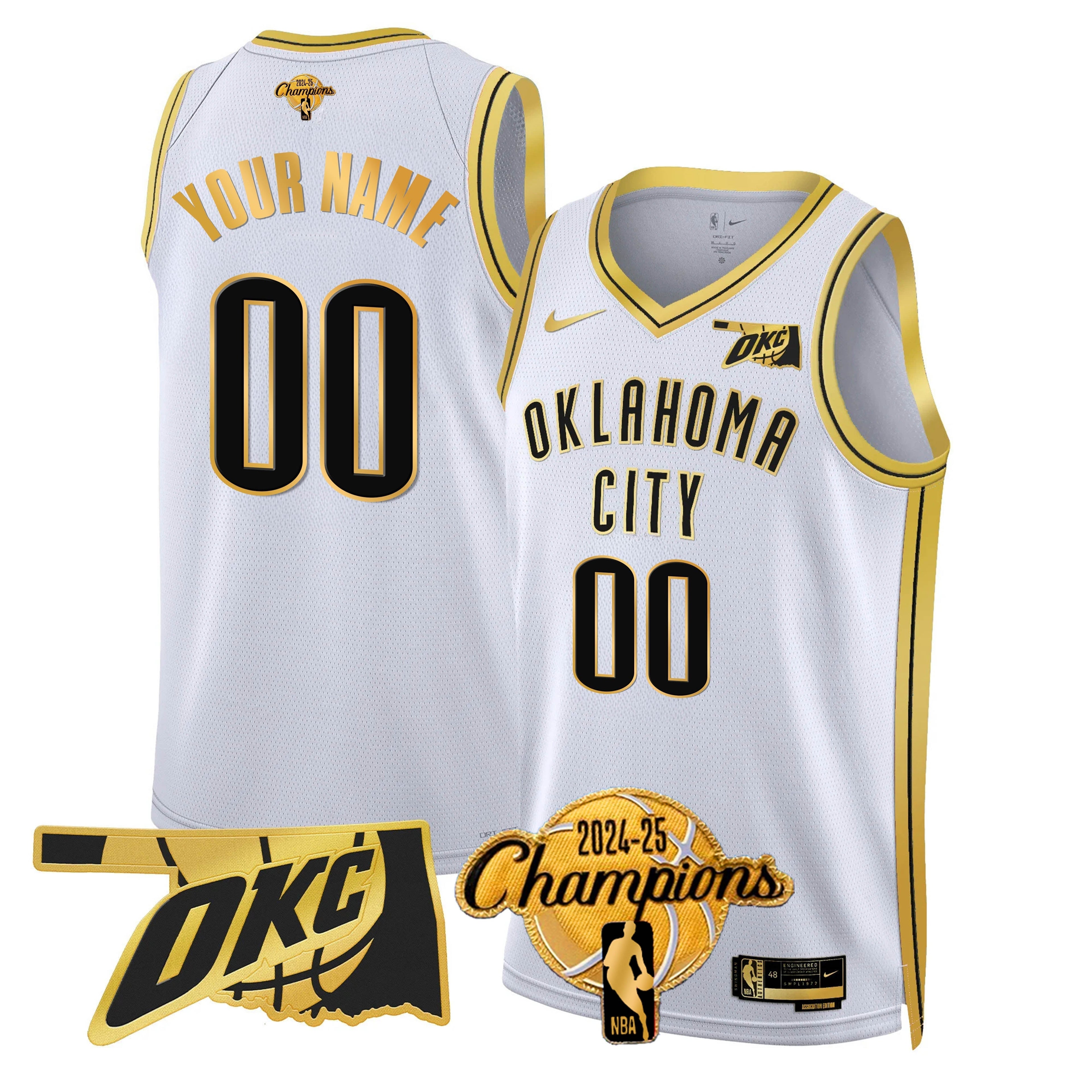 The Thunder 2024-25 Champions Black Gold Jersey - Stitched