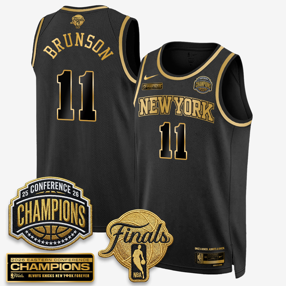 NYK 2026 NBA Eastern Conference Champions White Gold Edition Jersey - Stitched