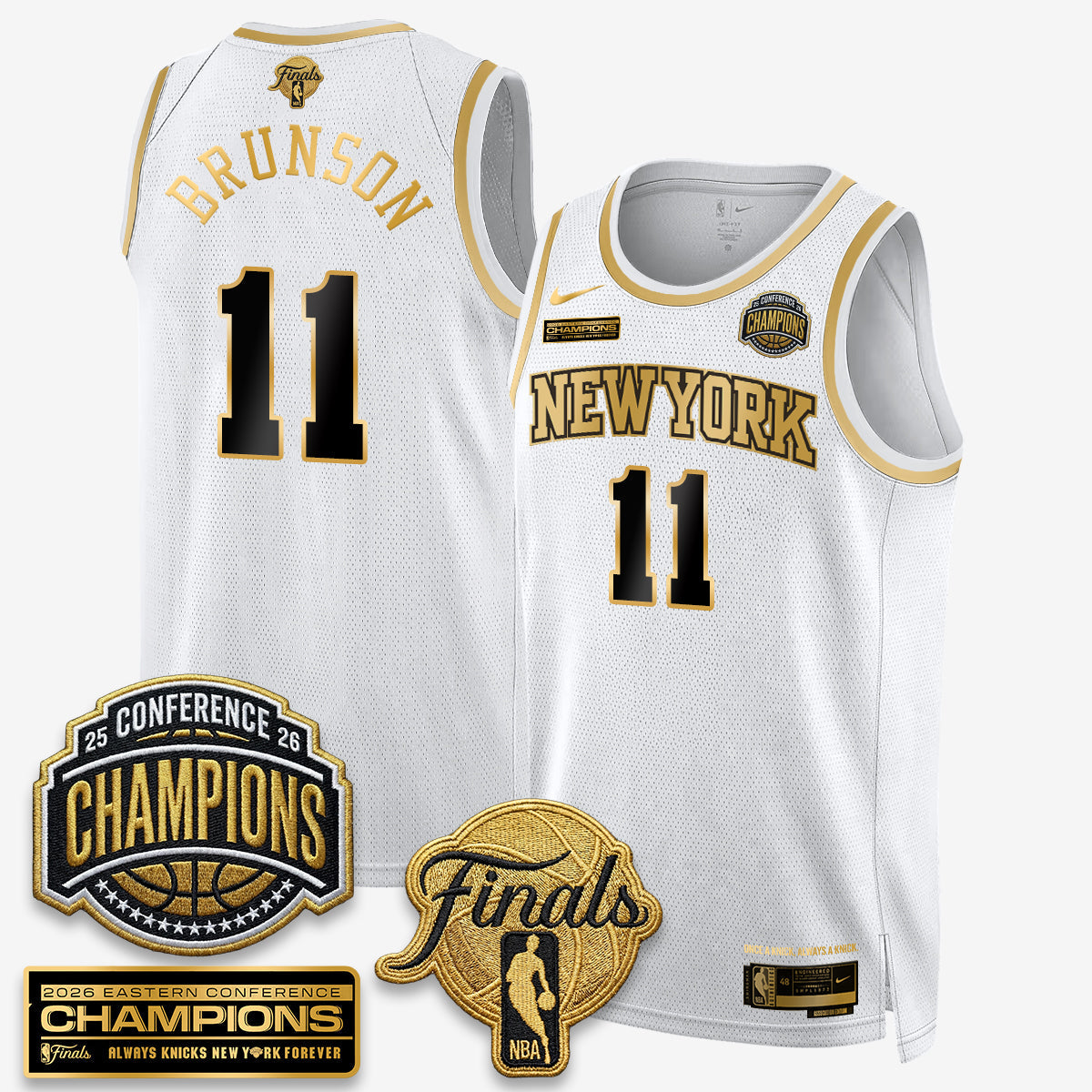 NYK 2026 NBA Eastern Conference Champions White Gold Edition Jersey - Stitched