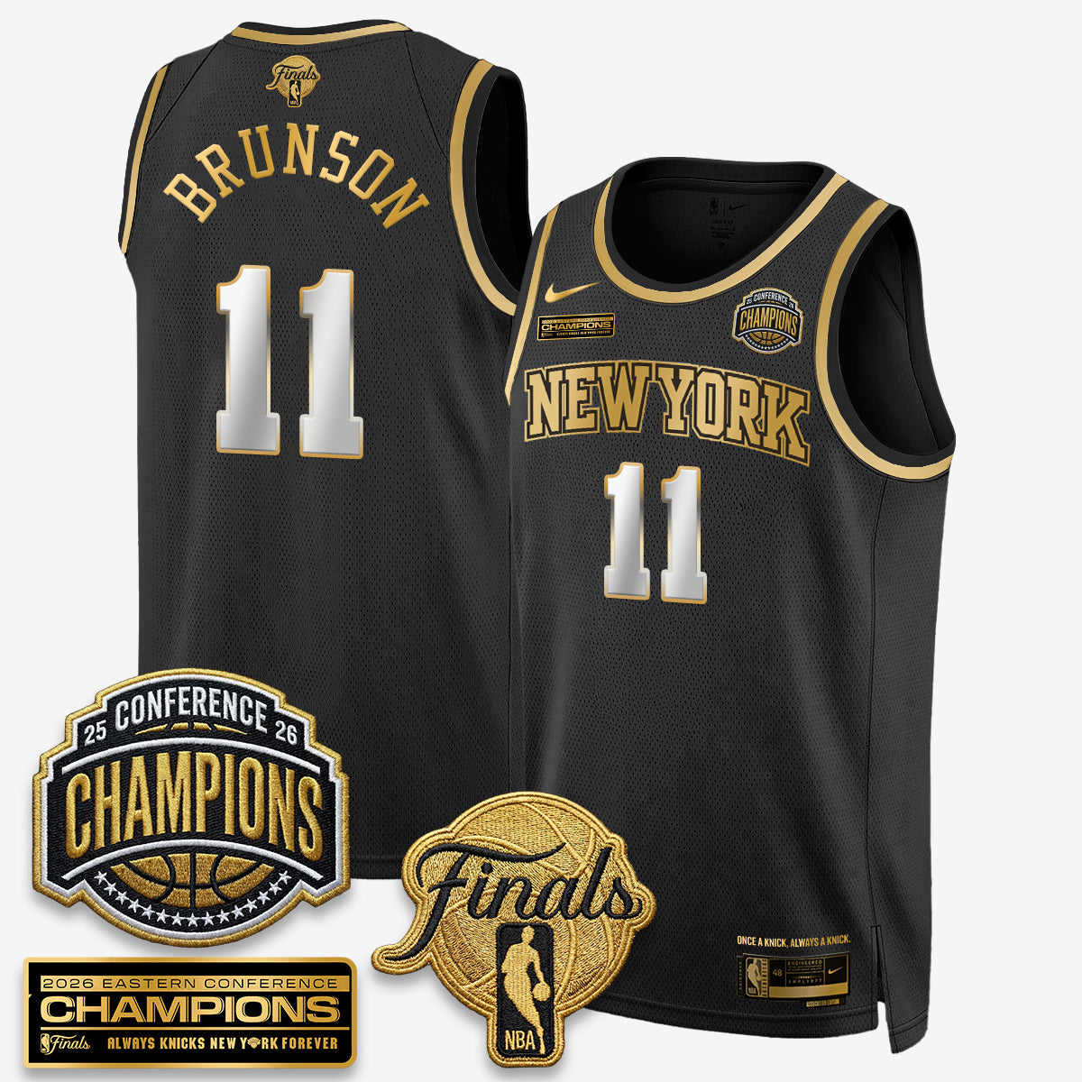 NYK 2026 NBA Eastern Conference Champions Black Gold Edition Jersey - Stitched