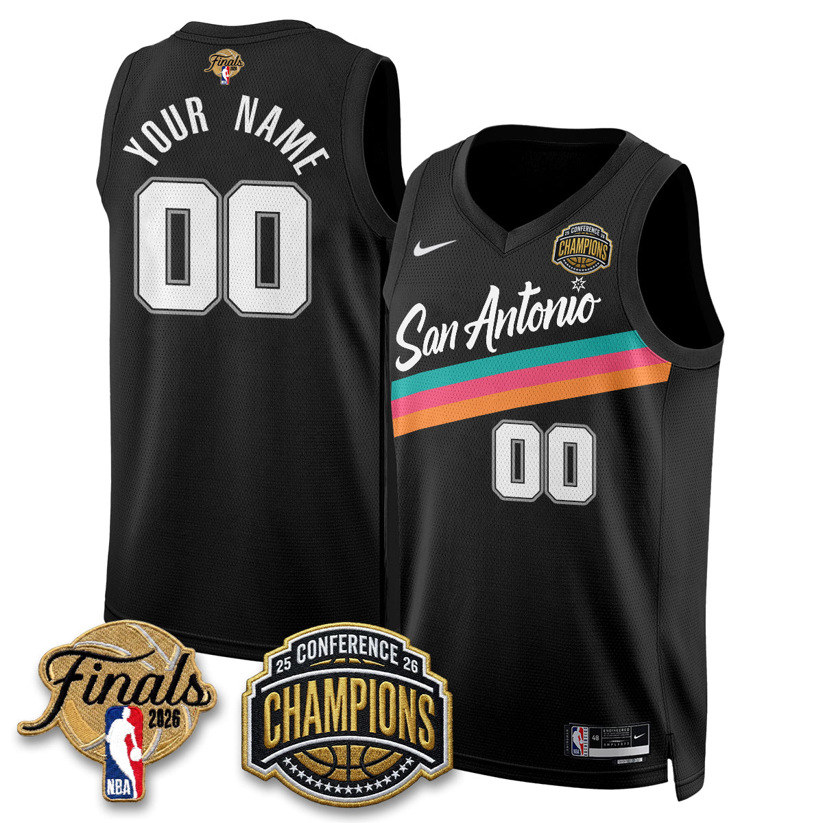 SAS 2026 NBA Western Conference Champions Vapor City Edition Custom Jersey - Stitched